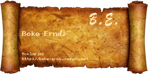 Beke Ernő névjegykártya
